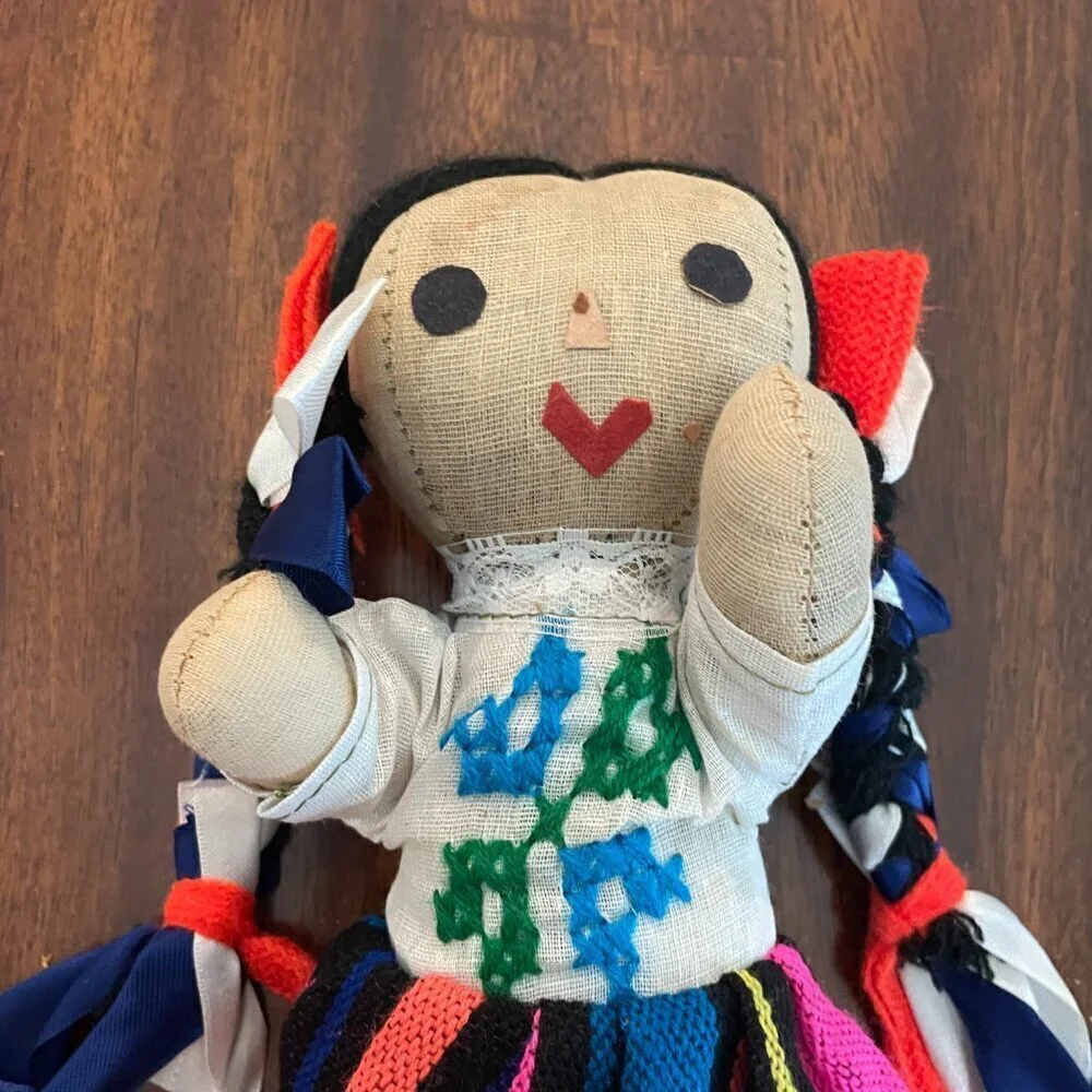 Handmade Mexican Folk Art Cloth Fabric Rag Doll 10